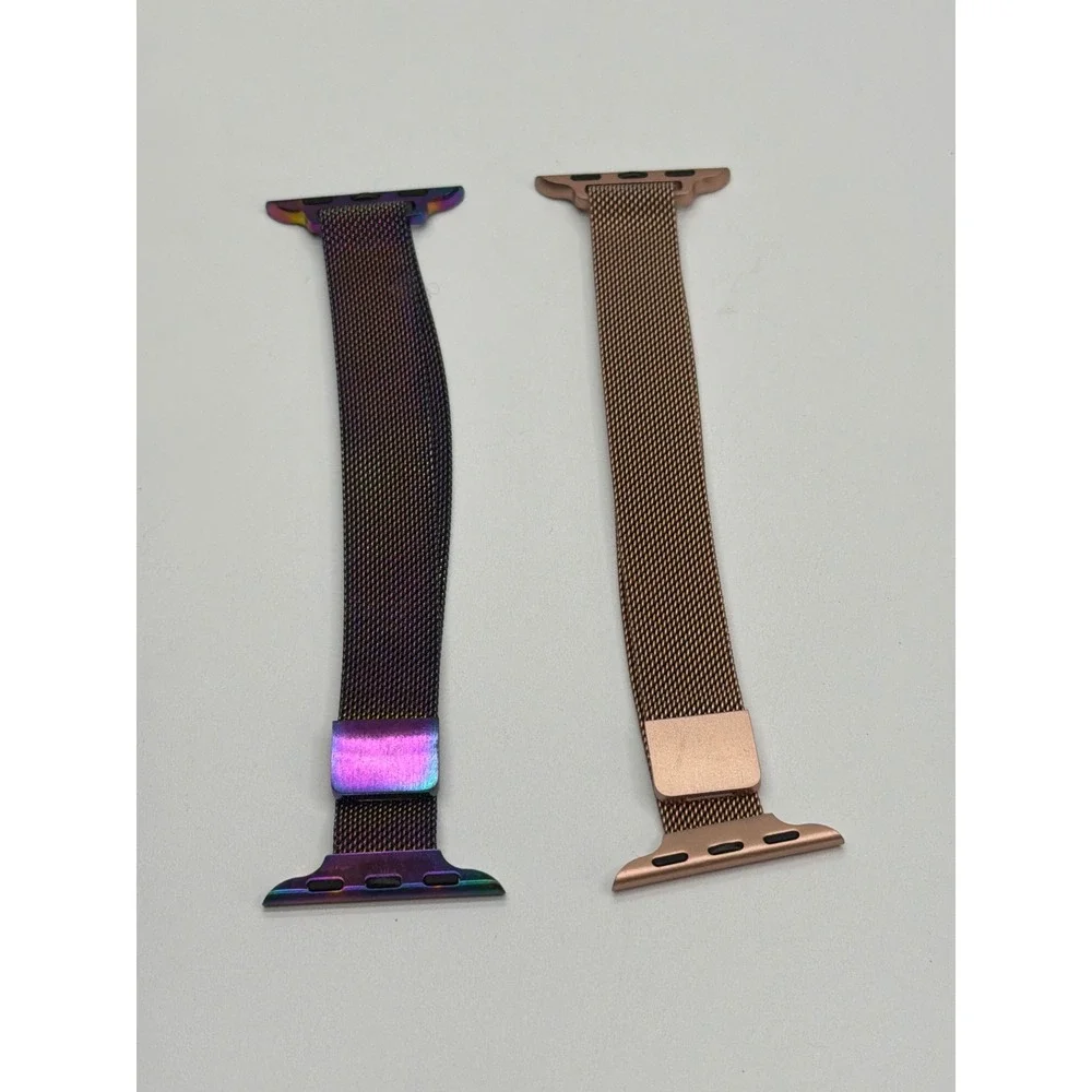 Apple Watch Milanese Loop Band Set 2 Pack Rose Gold‎ Iridescent Stainless Steel